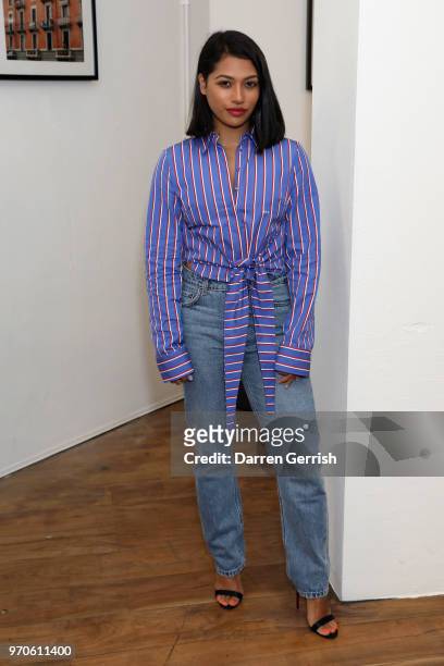 Vanessa White attends as Vogue Hommes Presents GarconJon 10 Years Of Street Style at 13 Floral Street on June 9, 2018 in London, England.
