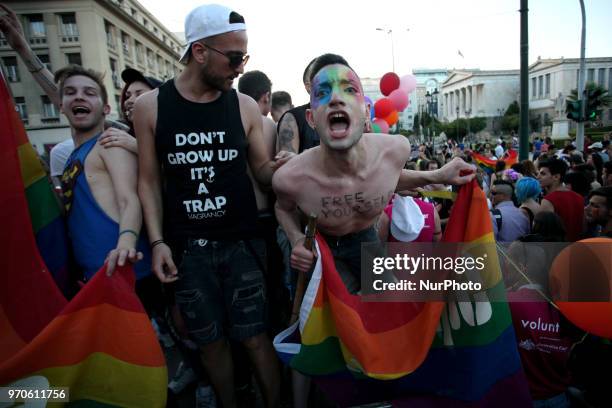 Athens Pride 2018. Thousands of people march in the streets of city center during the annual Gay Pride parade organized by LGBT activists in Athens,...