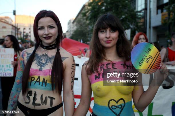 Athens Pride 2018. Thousands of people march in the streets of city center during the annual Gay Pride parade organized by LGBT activists in Athens,...