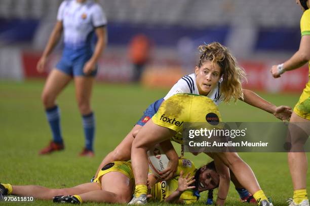 Marjorie Mayans of France in action during match between Australia and France at the HSBC Paris Sevens, stage of the Rugby Sevens World Series at...