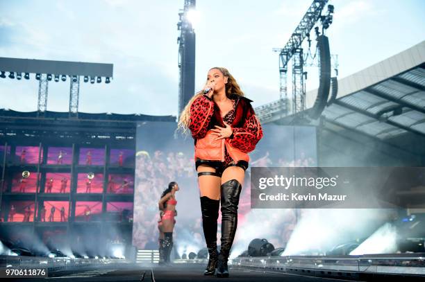 Beyonce performs on stage during the "On the Run II" Tour with Jay-Z at Hampden Park on June 9, 2018 in Glasgow, Scotland.