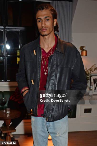 Kelvin Bueno attends the London Fashion Week Men's cocktail party with DANIEL w. FLETCHER and Christian Louboutin at Mortimer House on June 9, 2018...