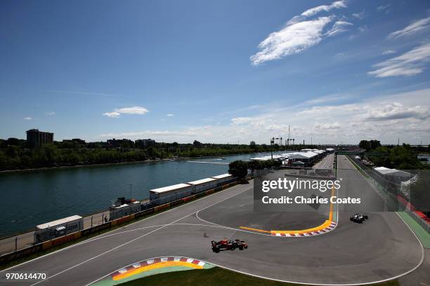 Max Verstappen of the Netherlands driving the Aston Martin Red Bull Racing RB14 TAG Heuer on track during final practice for the Canadian Formula One...