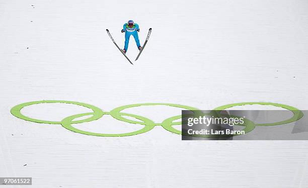 Bill Demong of the United States competes during the Nordic Combined Individual Large Hill Ski Jump on day 14 of the 2010 Vancouver Winter Olympics...