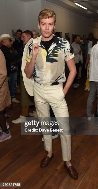 Fletcher Cowan attends GarconJon 10 Years Of Street Style presented by Vogue Hommes at 13 Floral Street on June 9, 2018 in London, England.