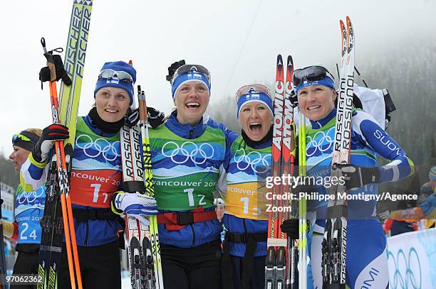 Team Finland takes the Bronze Medalduring the WomenÕs Cross Country Skiing 4x5km Relay on Day 14 of the 2010 Vancouver Winter Olympic Games on...