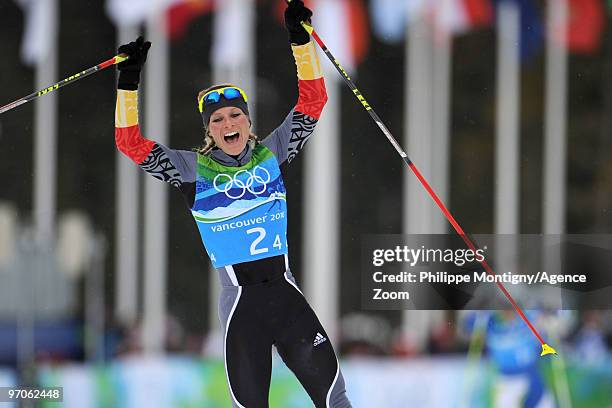 Claudia Nystad takes the Silver Medal for Team Germany during the WomenÕs Cross Country Skiing 4x5km Relay on Day 14 of the 2010 Vancouver Winter...