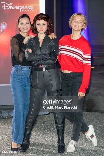 Actresses Virginie Ledoyen and Virginie Efira attend the 'Marvel Summer of Super Heroes' opening ceremony at Disneyland Paris on June 9, 2018 in...