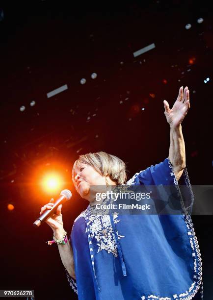 Mavis Staples performs on Which Stage during day 3 of the 2018 Bonnaroo Arts And Music Festival on June 9, 2018 in Manchester, Tennessee.