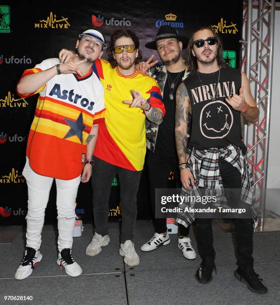 Piso 21 are seen backstage during the Mix Live! presented by Uforia concert at the AmericanAirlines Arena on June 9, 2018 in Miami, Florida.