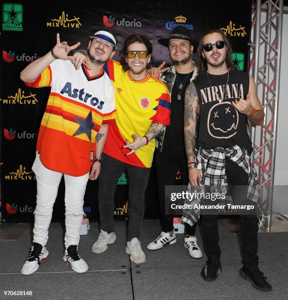 Piso 21 are seen backstage during the Mix Live! presented by Uforia concert at the AmericanAirlines Arena on June 9, 2018 in Miami, Florida.