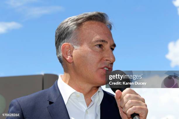 King County Executive Dow Constantine speaks at a press conference outside a Federal Detention Center holding migrant women on June 9, 2018 in...