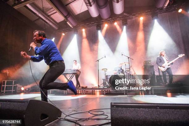 Singer Samuel T. Herring of Future Islands performs live on stage during a concert at the Columbiahalle on June 9, 2018 in Berlin, Germany.