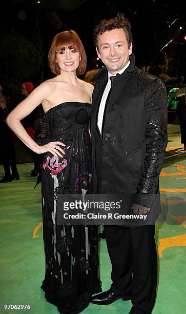 Actor Michael Sheenand his partner arrive at the Royal World Premiere of 'Alice In Wonderland' at Odeon Leicester Square on February 25, 2010 in...