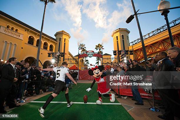 Garrett Hartley, Super Bowl champion kicker for the New Orleans Saints kicks open the official relaunch of the ESPN Wide World of Sports at Walt...