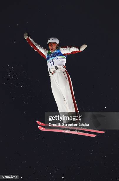 Kyle Nissen of Canada competes during the freestyle skiing men's aerials final on day 14 of the Vancouver 2010 Winter Olympics at Cypress Mountain...