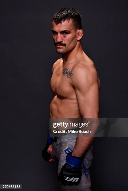 Mirsad Bektic of Bosnia poses for a post fight portrait backstage during the UFC 225 event at the United Center on June 9, 2018 in Chicago, Illinois.