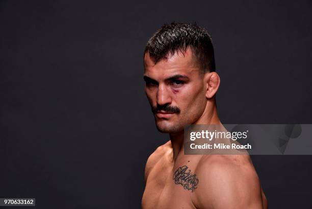 Mirsad Bektic of Bosnia poses for a post fight portrait backstage during the UFC 225 event at the United Center on June 9, 2018 in Chicago, Illinois.