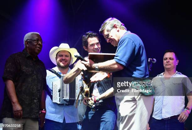 Old Crow Medicine Show receives The Key to Coffee County from Coffee County Mayor Gary Cordell and Manchester Mayor Lonnie Norman on Which Stage...