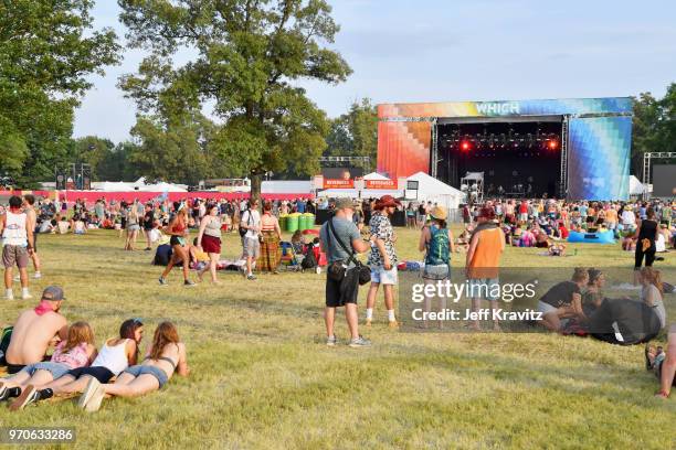 Festivalgoers watch Mavis Staples perform on Which Stage during day 3 of the 2018 Bonnaroo Arts And Music Festival on June 9, 2018 in Manchester,...
