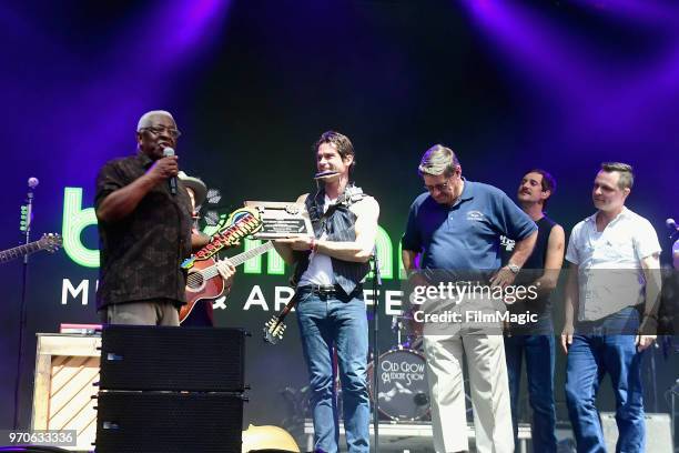 Old Crow Medicine Show receives The Key to Coffee County from Coffee County Mayor Gary Cordell and Manchester Mayor Lonnie Norman on Which Stage...