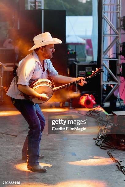 Matt Kinman of Old Crow Medicine Show performs on Which Stage during day 3 of the 2018 Bonnaroo Arts And Music Festival on June 9, 2018 in...
