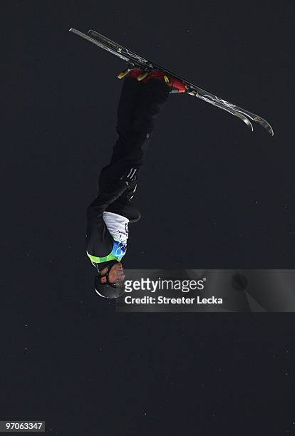 Alexei Grishin of Belarus competes on his way to winning the gold medal during the freestyle skiing men's aerials final on day 14 of the Vancouver...
