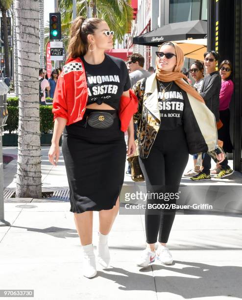 Ashley Graham and Noor Tagouri are seen on June 09, 2018 in Los Angeles, California.