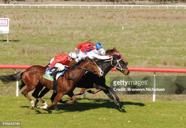 Fratello ridden by Ben E Thompson wins the Naracoorte Hotel Maiden Plate at Edenhope Racecourse on June 10, 2018 in Edenhope, Australia.