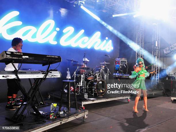 Kali Uchis performs onstage at That Tent during day 3 of the 2018 Bonnaroo Arts And Music Festival on June 9, 2018 in Manchester, Tennessee.
