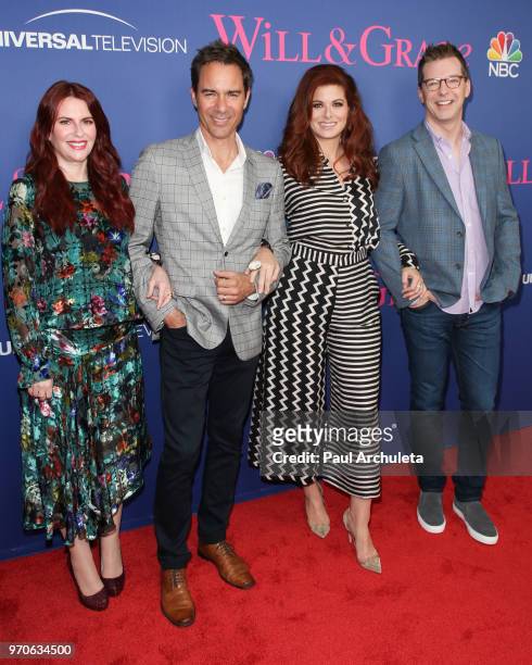 Actors Megan Mullally, Eric McCormack, Debra Messing and Sean Hayes attend NBC's "Will & Grace" FYC event at The Harmony Gold Theatre on June 9, 2018...