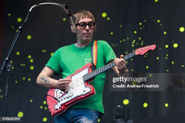 Rick McPhail of German band Tocotronic performs live on stage in support of Beatsteaks during a concert at Waldbuehne Berlin on June 9, 2018 in...