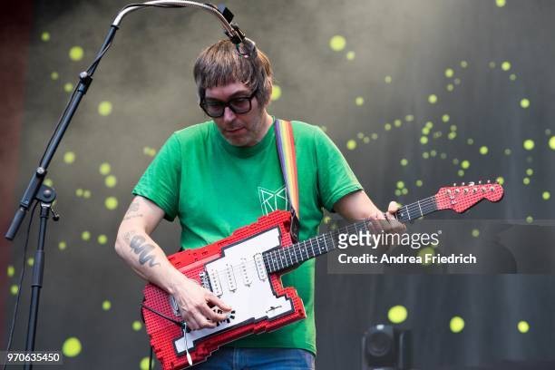 Rick McPhail of German band Tocotronic performs live on stage in support of Beatsteaks during a concert at Waldbuehne Berlin on June 9, 2018 in...
