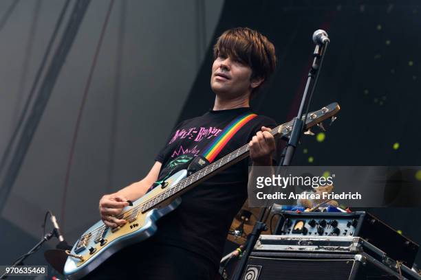 Jan Muller of German band Tocotronic performs live on stage in support of Beatsteaks during a concert at Waldbuehne Berlin on June 9, 2018 in Berlin,...