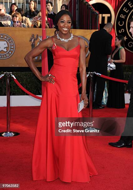 Rutina Wesley arrives at the 16th Annual Screen Actors Guild Awards held at The Shrine Auditorium on January 23, 2010 in Los Angeles, California.