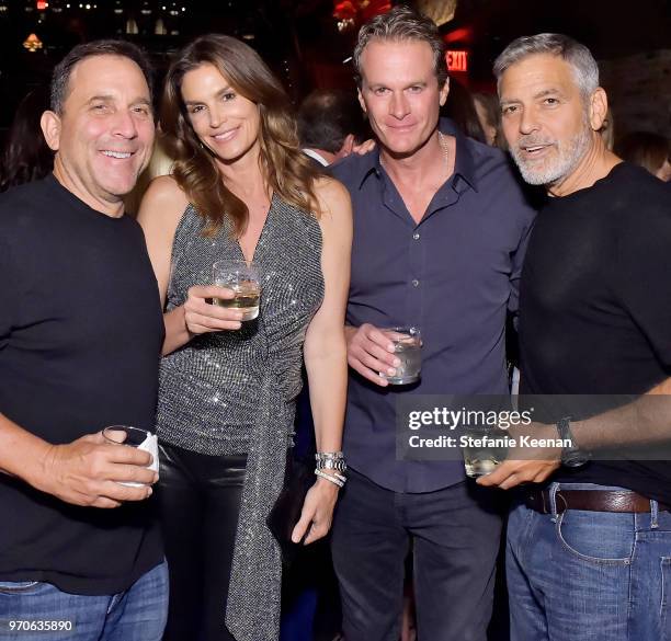 Mike Meldman, Cindy Crawford, Rande Gerber and George Clooney at the Casamigos House of Friends Dinner on June 8, 2018 in Hollywood, California.