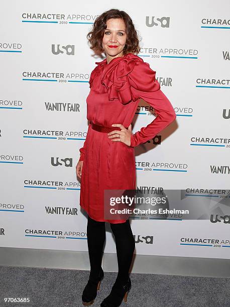 Actress Maggie Gyllenhaal attends the 2nd Annual Character Approved Awards cocktail reception at The IAC Building on February 25, 2010 in New York...