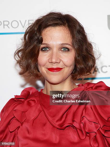 Actress Maggie Gyllenhaal attends the 2nd Annual Character Approved Awards cocktail reception at The IAC Building on February 25, 2010 in New York...