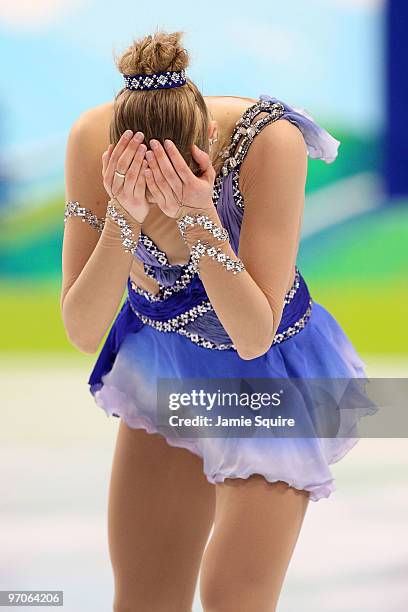 Carolina Kostner of Italy looks dejected in the Ladies Free Skating on day 14 of the 2010 Vancouver Winter Olympics at Pacific Coliseum on February...