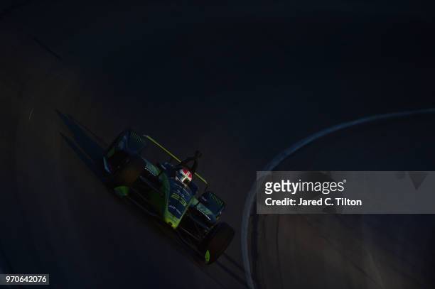 Charlie Kimball, driver of the Tresiba Chevrolet, races during the Verizon IndyCar Series DXC Technology 600 at Texas Motor Speedway on June 9, 2018...