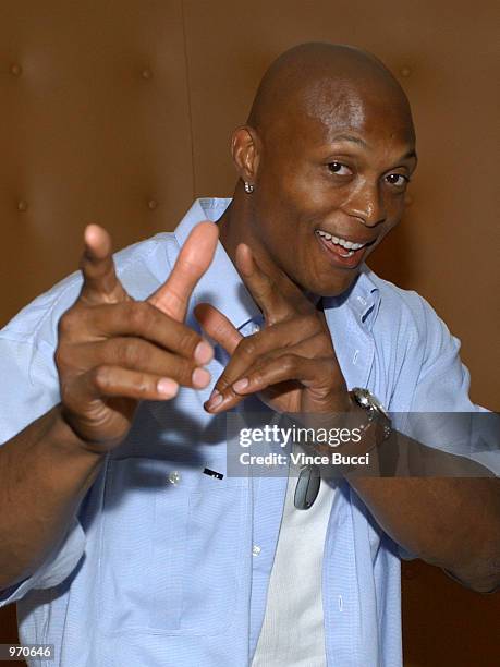 Pro-football player Eddie George attends a preparty for the 10th Annual ESPY Awards on July 9, 2002 at the Mondrian Hotel in West Hollywood,...