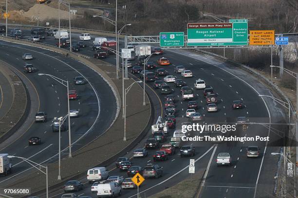 Traffic congestion heading north on 395 from Route 1 is shown on Wednesday, February 15, 2006.