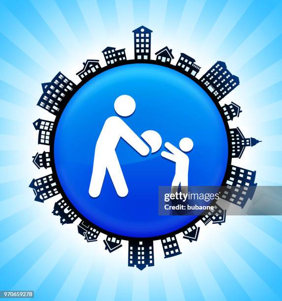 playing on rural cityscape skyline background - new construction stock illustrations