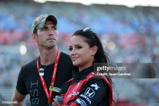 Cody Nickson and Jessica Graf attend the Verizon IndyCar Series DXC Technology 600 at Texas Motor Speedway on June 9, 2018 in Fort Worth, Texas.