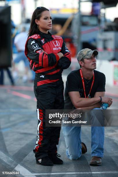 Cody Nickson and Jessica Graf attend the Verizon IndyCar Series DXC Technology 600 at Texas Motor Speedway on June 9, 2018 in Fort Worth, Texas.