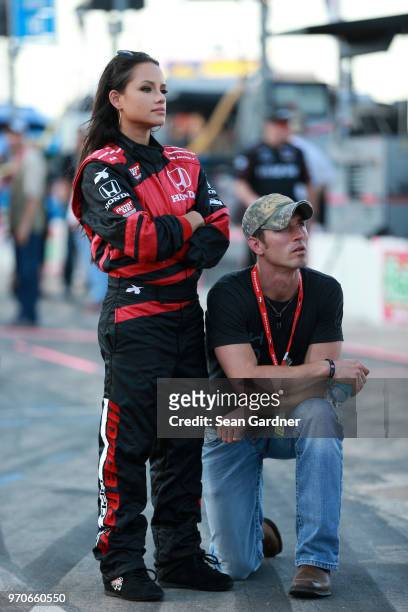 Cody Nickson and Jessica Graf attend the Verizon IndyCar Series DXC Technology 600 at Texas Motor Speedway on June 9, 2018 in Fort Worth, Texas.