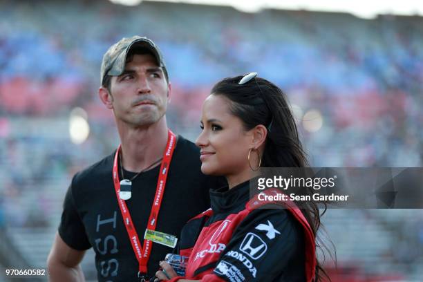 Cody Nickson and Jessica Graf attend the Verizon IndyCar Series DXC Technology 600 at Texas Motor Speedway on June 9, 2018 in Fort Worth, Texas.