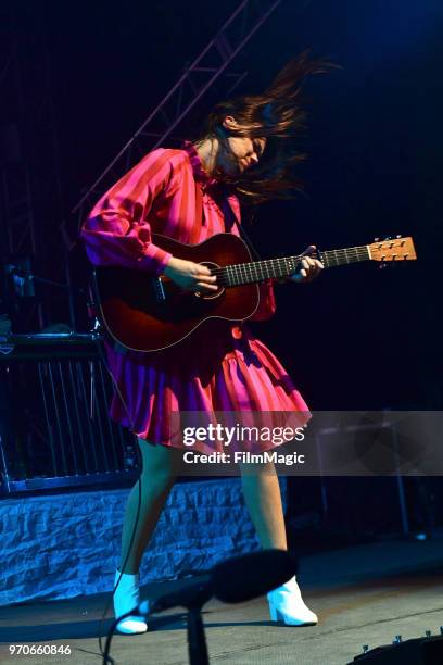 Klara Soderberg of First Aid Kit performs onstage at This Tent during day 3 of the 2018 Bonnaroo Arts And Music Festival on June 9, 2018 in...