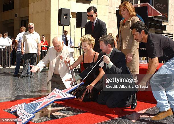 Eric Garcetti, Johnny Grant, Charlize Theron and Leron Gubler