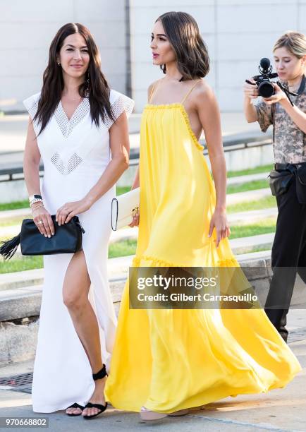 Fashion designer Rebecca Minkoff and Olivia Culpo are seen arriving to the 2018 CFDA Fashion Awards at Brooklyn Museum on June 4, 2018 in New York...